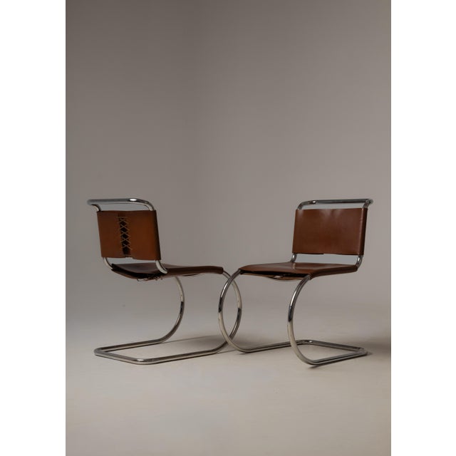 Pair of Mies Van Der Rohe for Knoll 256cs MR Armless Side Chairs, manufactured in 1978. In good overall vintage condition...