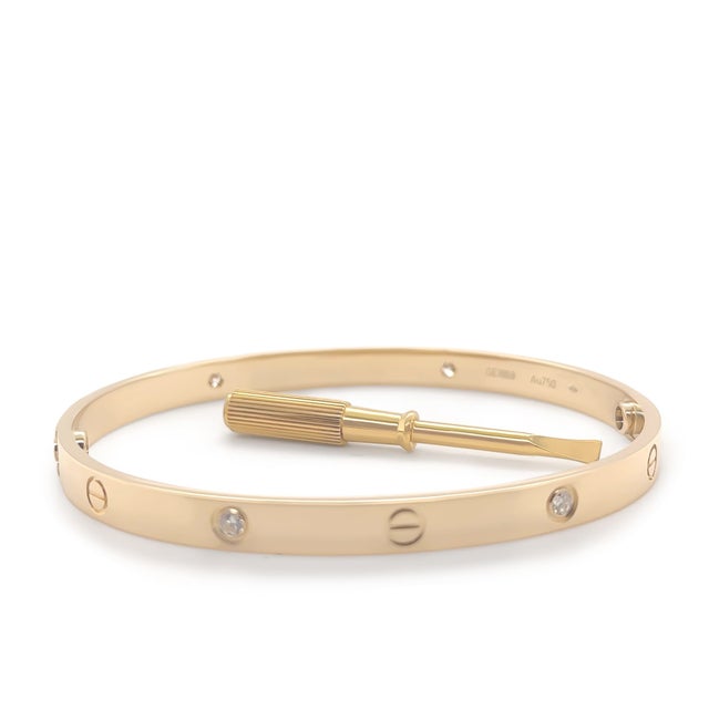 Cartier Cartier 18ct Yellow Gold Love Diamond Bracelet Classic Model 0.42ct For Sale - Image 4 of 12