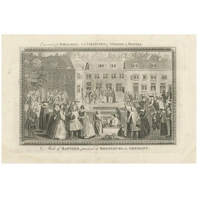 Paper Portlock, Baptism Ceremony of Rijnsburg Collegiants, Germany, Engraving, 1790 For Sale - Image 7 of 7