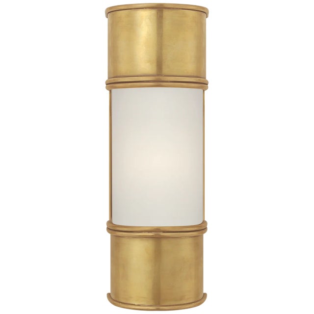Chapman & Myers for Visual Comfort Signature Oxford Bath Sconce in Antique-Burnished Brass with Frosted Glass For Sale