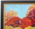 Abstract impressionist landscape of peak autumn colors expressed with energetic strokes of red, orange, burgundy, rose,...