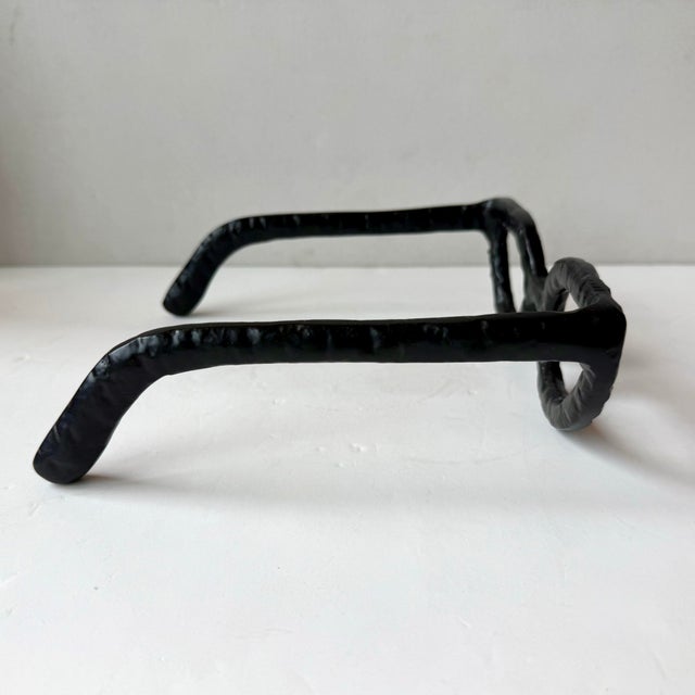 Late 20th Century Modern Black Metal Oversized Eyeglasses Sculpture Tabletop Decor for Library Reading Nook For Sale - Image 5 of 8