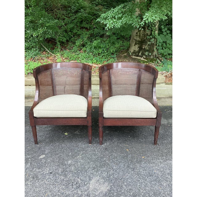 Brown Late 20th Century Dessin Fournir Art Deco Style Cane Accent Chairs – Pair For Sale - Image 8 of 14