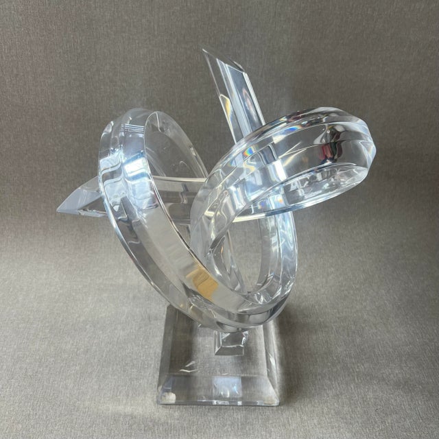 Shlomi Haziza 1980s Signed Twisted Lucite Sculpture by Shlomi Haziza For Sale - Image 4 of 5