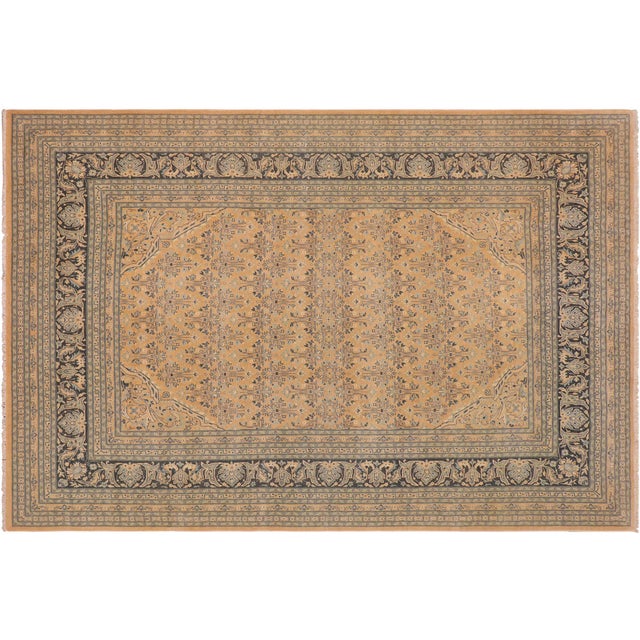 Shabby Chic Nude/Dark Green Wool Rug - 9'2'' X 12'0'' For Sale - Image 9 of 10