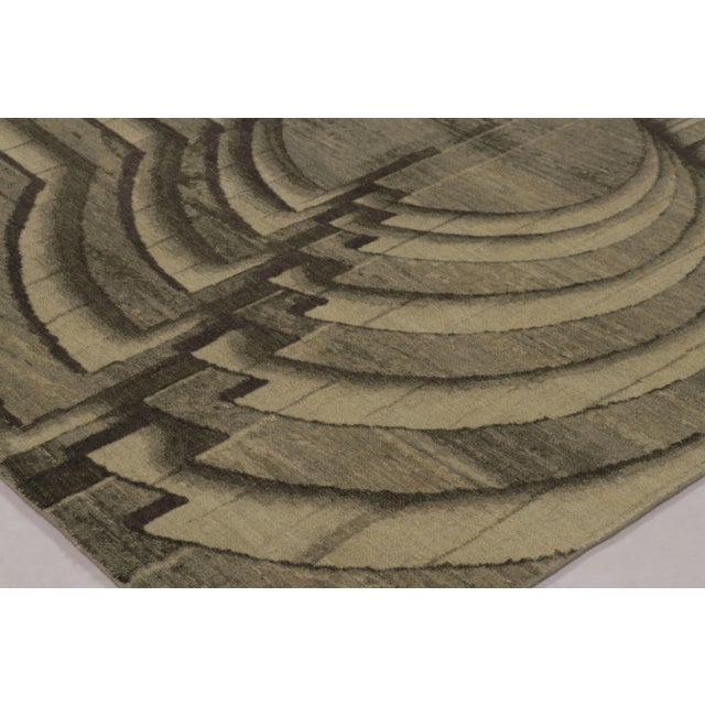 Contemporary Rug & Kilim's Modern Optical Illusion Rug in Charcoal and Taupe For Sale - Image 3 of 8