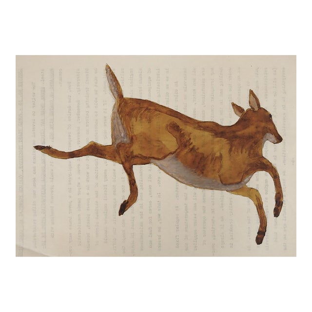 1940s Outsider Folk Art Leaping Deer Painting For Sale