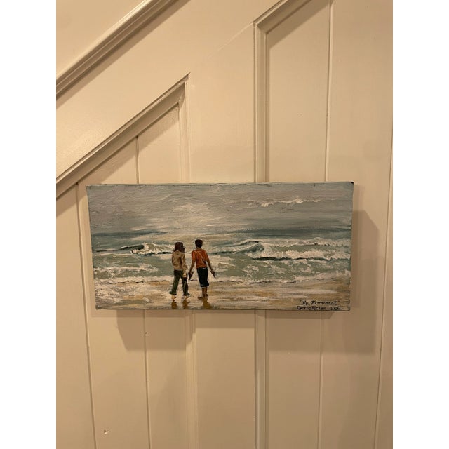 "The Moment" Painting of a Couple on the Beach and Ocean Waves Original Signed For Sale - Image 9 of 9