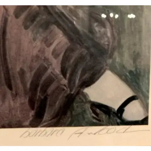 Contemporary 1980s Barbara A. Wood Signed Lithograph “Pensive Woman” Custom Framed For Sale - Image 3 of 11