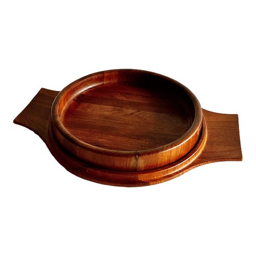 1960s Danish Modern Teak Handled Serving Tray and Bowl by Jens