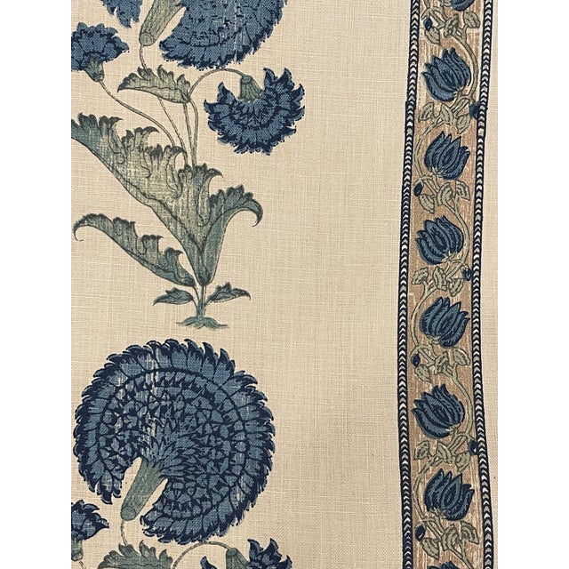 Jasper “Indian Flower” Blue Fabric | Chairish