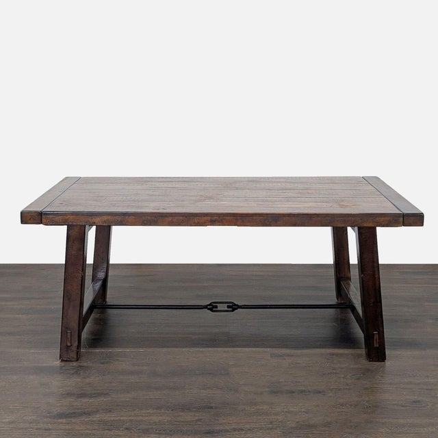 2010s Pottery Barn Benchwright Rustic Wood Extendable Dining Table With 4 Wynn Chairs For Sale - Image 5 of 14