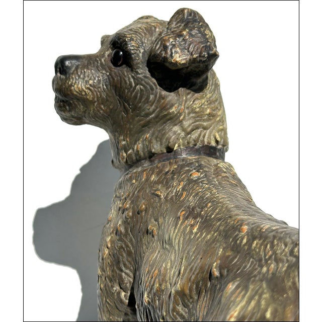 Brown 1940s Austrian Standing Terrier Dog Composition Lifesize Figural Sculpture For Sale - Image 8 of 12