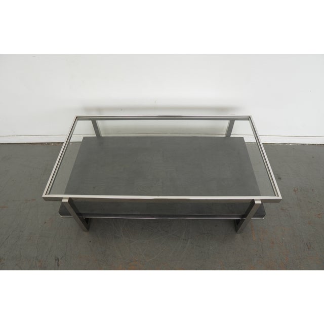 Mid-Century Modern Vintage Chrome & Glass Coffee Table For Sale - Image 3 of 11