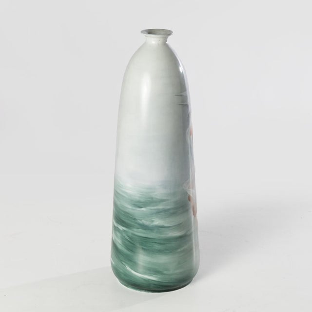 Victorian porcelain portrait vase with lady sitting on rock in the middle of the sea. Her beauty and peace in the middle...