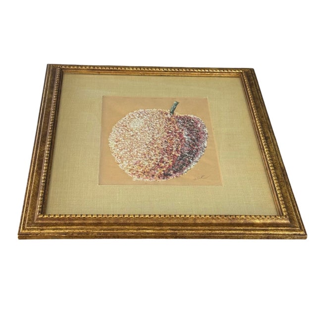 Original Pointillism Painting of a Peach For Sale - Image 4 of 6