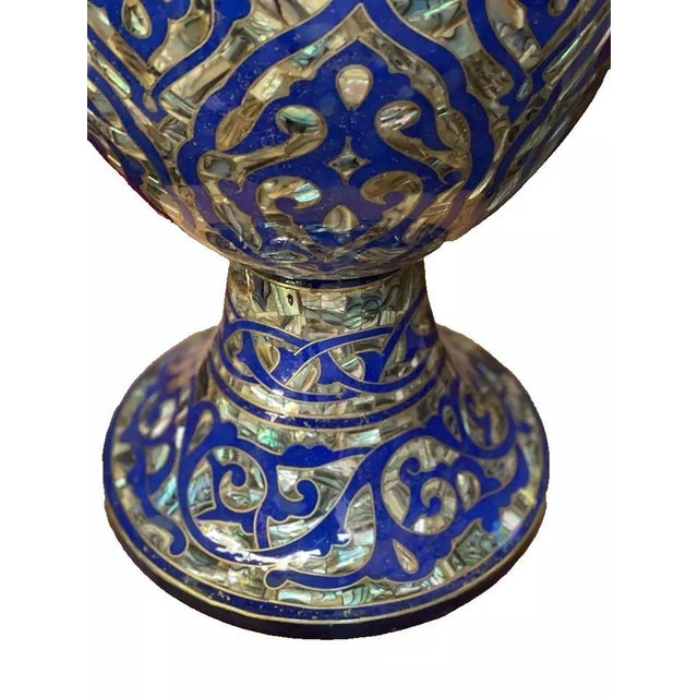 Mother of Pearl Wooden Vase 24” – Handmade Decor For Sale - Image 4 of 8