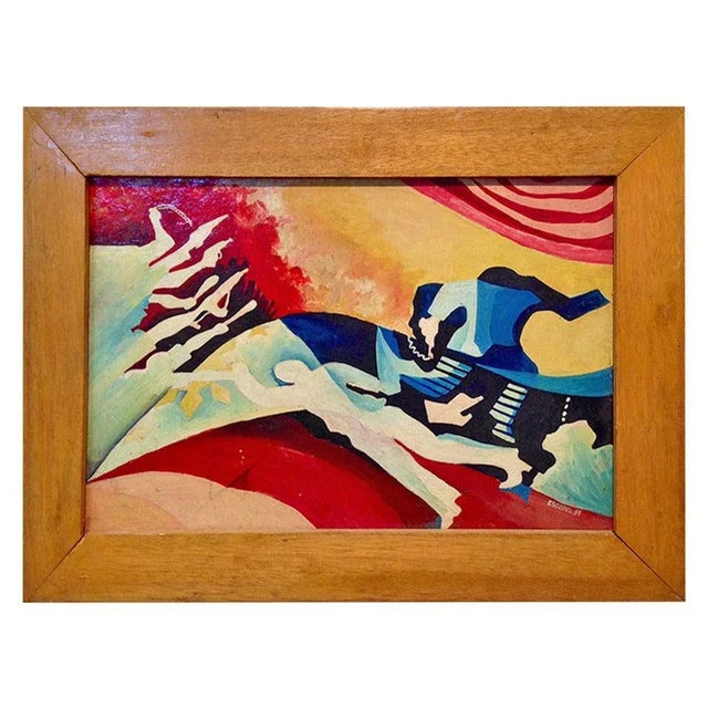 Nice Framed Film Noir Painting Signed Escopel, 1983 For Sale - Image 9 of 9