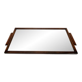 Mid 19th Century Victorian Glass and Walnut Framed Serving Tray For Sale