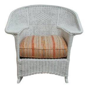 Antique Art Deco Wicker Patio Living Room Arm Chair Rocker Rocking Chair