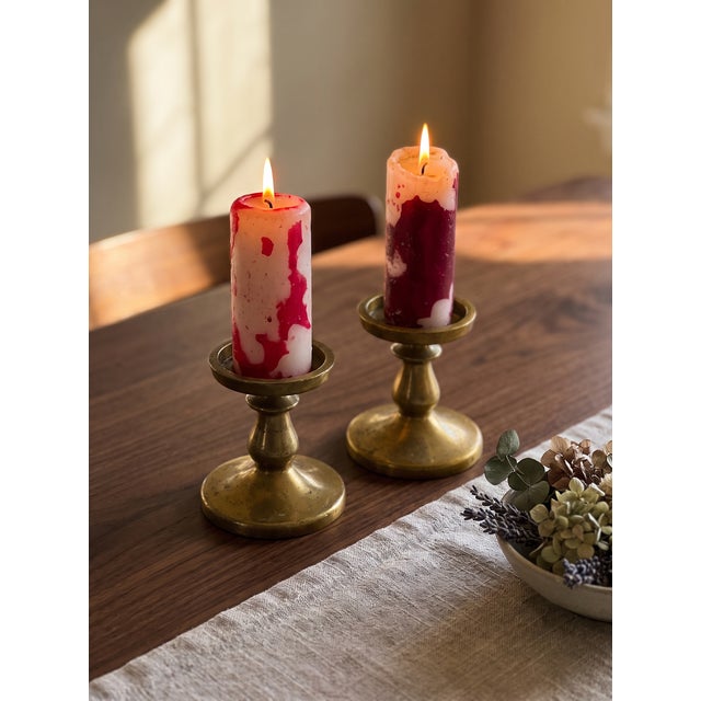 Gothic Vintage Metal Candlestick Pair For Sale - Image 3 of 10