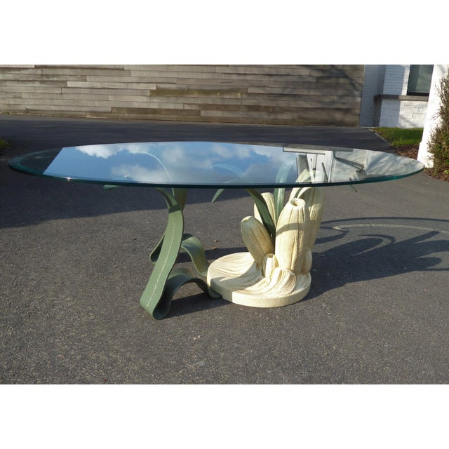 Bronze & Resin Organic Anemone Plant Coffee Table with Glass Top, 1970s, in Flawless conditions. Designed 1970 to 1979