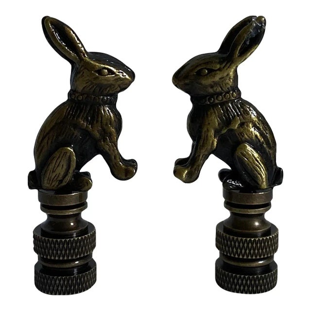 Antique Brass Bunny Lamp Finials - Pair For Sale In Richmond - Image 6 of 6