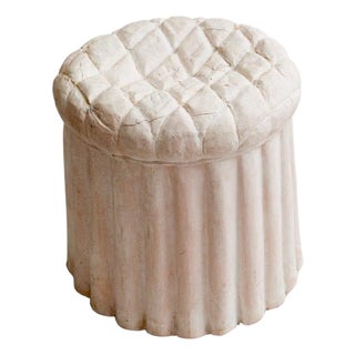 1950s Trompe L’oeil Draped Plaster Ottoman Stool After Serge Roche For Sale