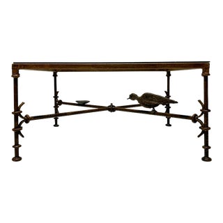 Giacometti Inspired Bird and a Cup Bronze Coffee Table For Sale