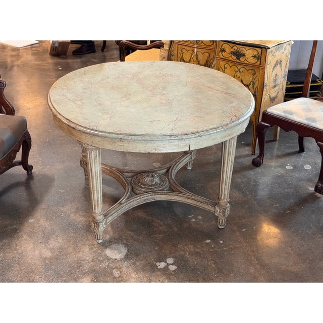 19th Century Louis XVI Style Painted Center Table For Sale - Image 4 of 9