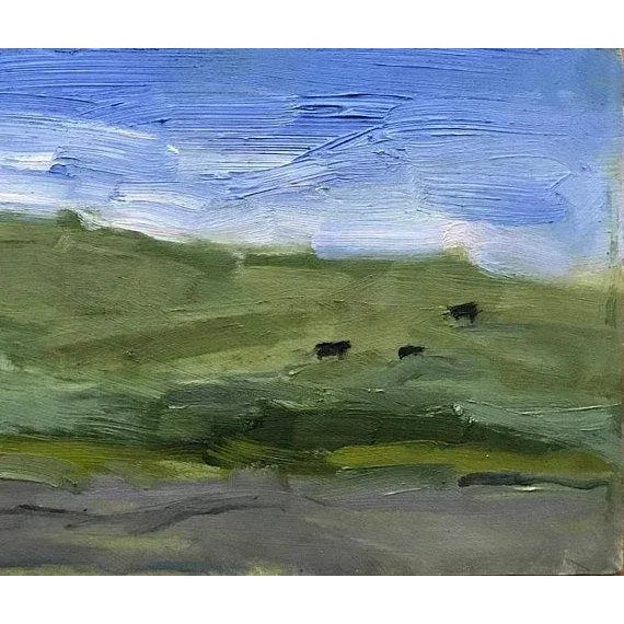 Contemporary Yolo County Cows Plein‑Air Landscape (6″×12″, Original Oil on Masonite) For Sale - Image 3 of 9