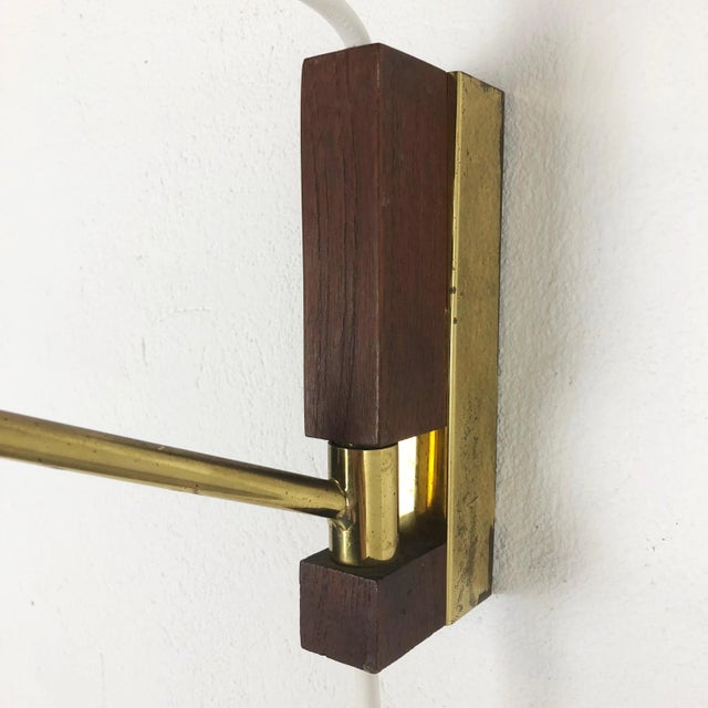 Danish Brass and Teak Wall Light, Denmark, 1960s For Sale - Image 10 of 14