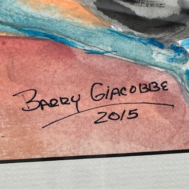 Figurative Signed Original Watercolor After Picasso Old Guitarist Framed For Sale - Image 3 of 11