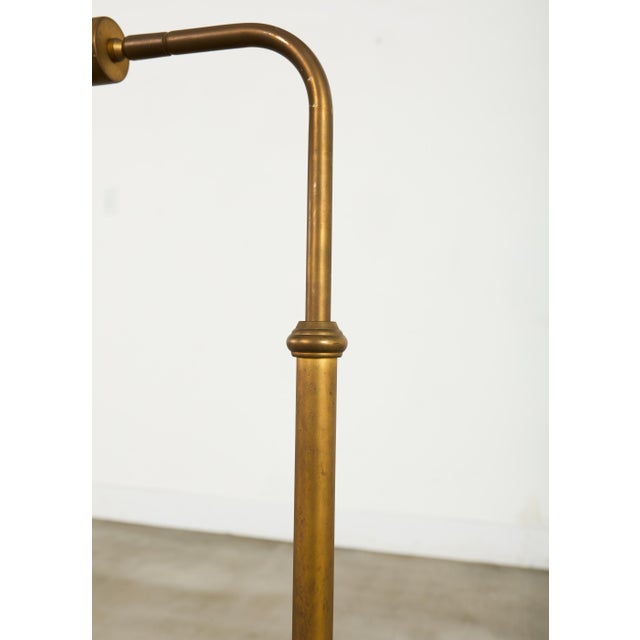 Brass Pair of Patinated Brass Adjustable Pharmacy Floor Lamps For Sale - Image 8 of 16
