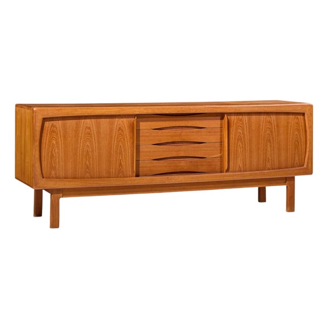 Hp Hansen Mid Century Danish Teak Sliding Door Credenza For Sale