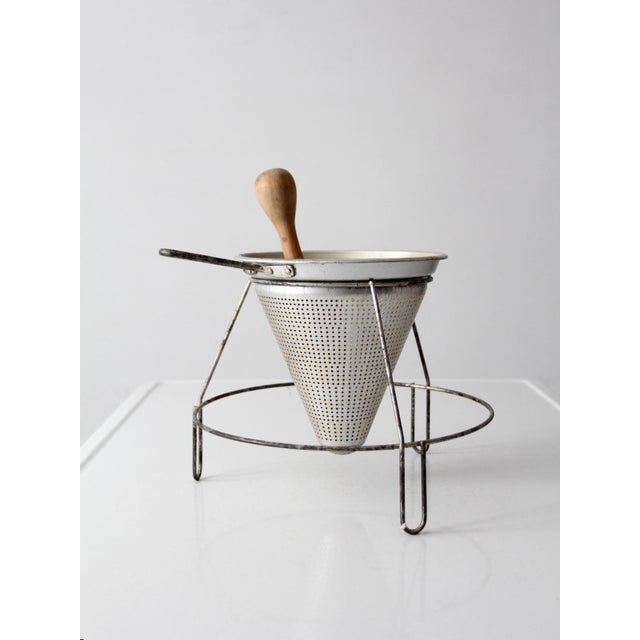 Mid-Century Conical Strainer Set With Stand and Wooden Pestle For Sale - Image 6 of 13