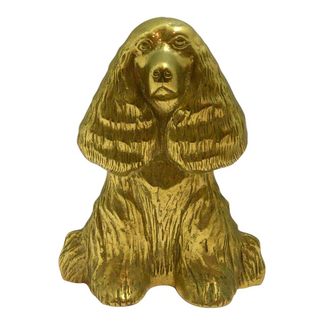 Vintage Virginia Metalcrafters Solid Cast "Dream Boy" Cocker Spaniel Doorstop – Dated 1949 For Sale