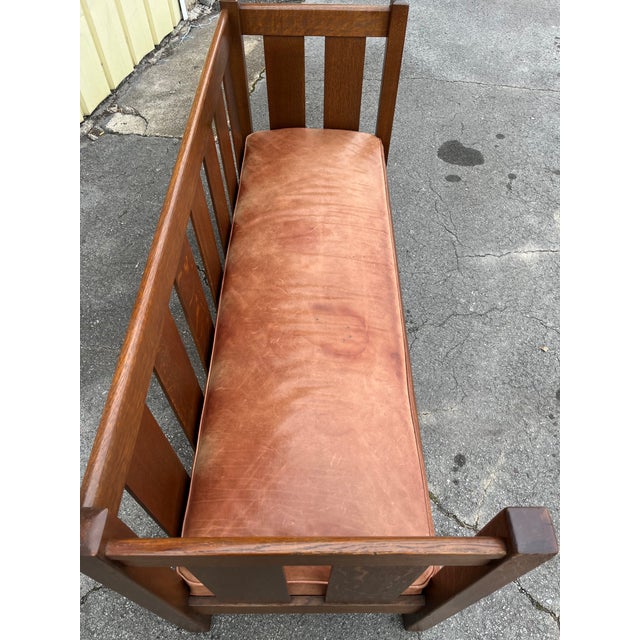 Early 20th Century L. & j.g. Stickley Model 216 Mission Oak Settle – Signed – 72” For Sale - Image 9 of 18