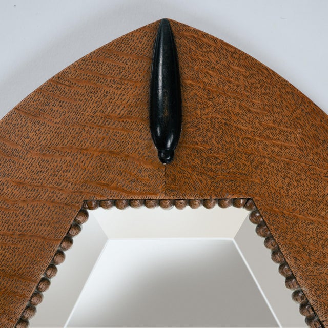 Vintage Dutch Art Deco Oak Mirror with Ebonized Details, 1920s For Sale - Image 14 of 15