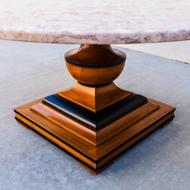 Vintage Pink Travertine Pedestal Base Coffee Table by Hekman For Sale - Image 11 of 18