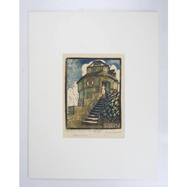 Rustic European Early 20th Century Architectural Woodcut Architectural Marburg Germany For Sale - Image 3 of 3