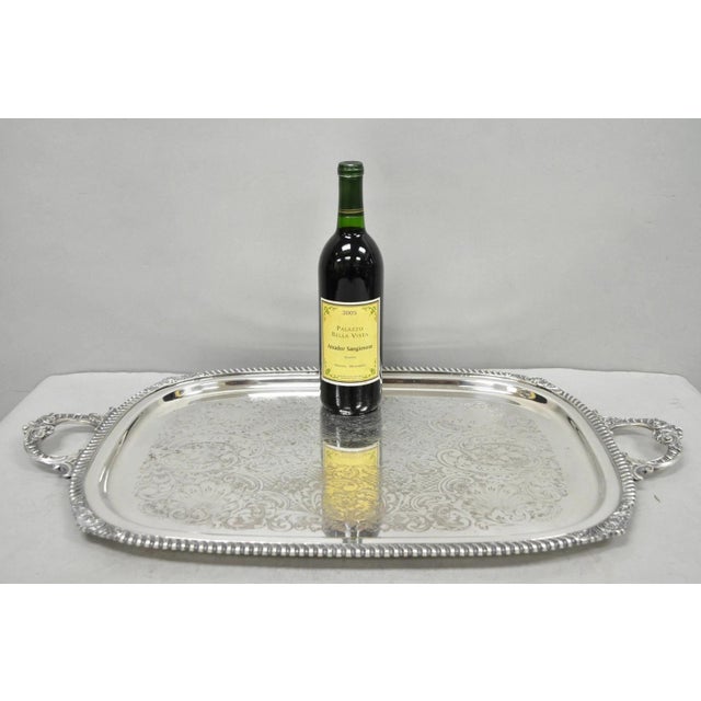 English Victorian Silver Plated Twin Handle Butlers Serving Platter Bar Tray For Sale - Image 14 of 14