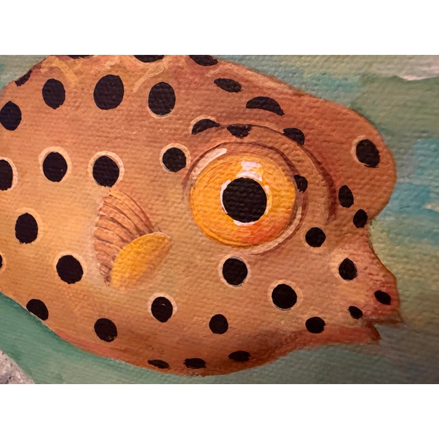Hand-Painted Tropical Reef Fish Gallery-Wrapped Canvas Painting For Sale - Image 10 of 12