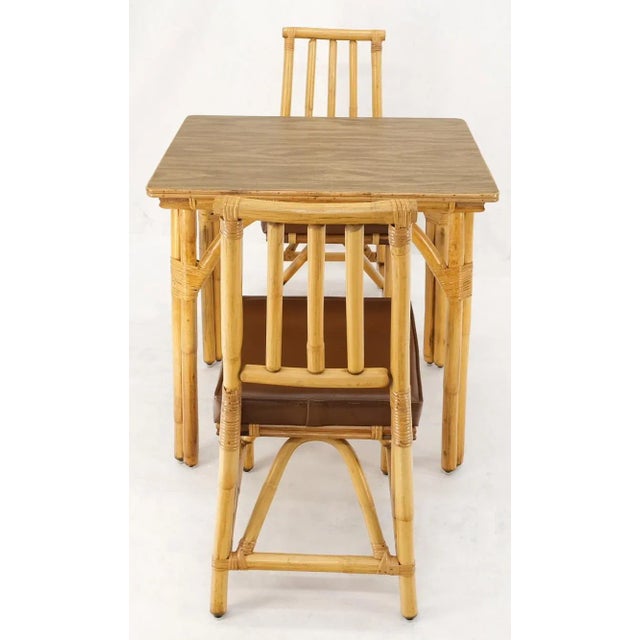 Petit Bamboo Rattan Reed Two Chairs Dinette Table 3 Piece Dining Small Table For Sale - Image 11 of 13