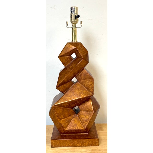 Late 20th Century Late 20th Century Christopher Guy Style Tortoiseshell Lacquer Spiral Polyhedron Lamps - a Pair For Sale - Image 5 of 11