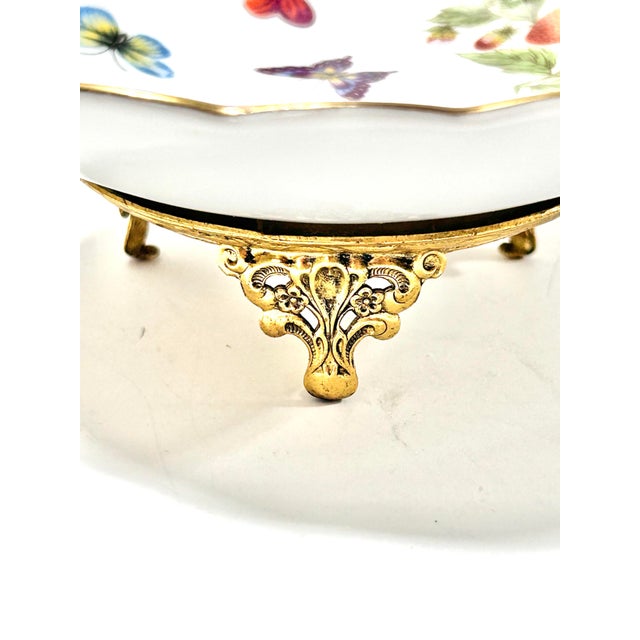 Ardalt Vintage Porcelain Butterfly Dish – Footed Trinket Bowl Soap Dish With Gilt Stand, Hollywood Regency, Ardalt Lenwile For Sale - Image 4 of 7