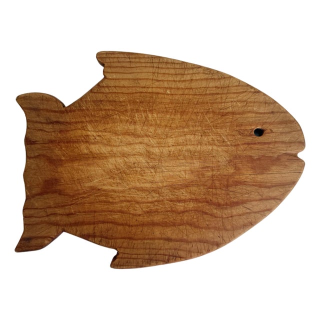 Vintage Fish Shaped Cutting Board or Charcuterie Board For Sale
