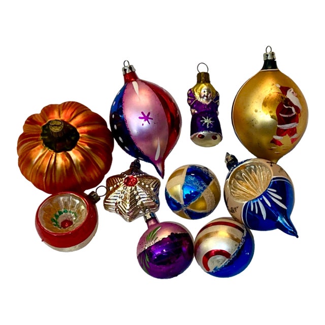Vintage European Mercury Glass Ornaments - Set of 10 For Sale