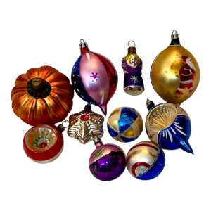 Vintage European Mercury Glass Ornaments - Set of 10