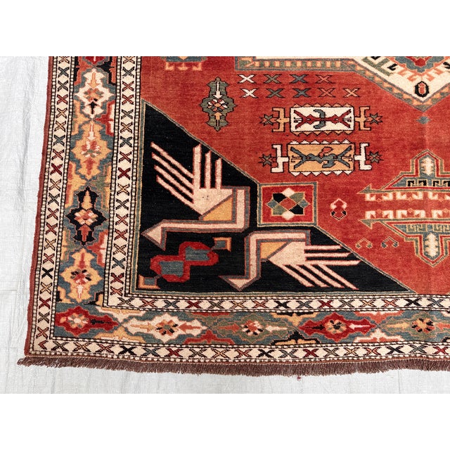 Antique Chelaberd Eagle Kazak Hand-Knotted Wool Rug - 6'2" X 5'6" For Sale - Image 4 of 11